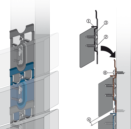 FRUEH fixing clip pan-clip for rhombus profiles facade profiles 65-75 mm